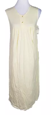 Vintage Nancy King Lingerie Nightgown Sleepwear Cotton Sleeveless Yellow S 7379 • $14