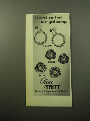 1950 Olga Tritt Pearl And Gold Earrings Advertisement • $19.99