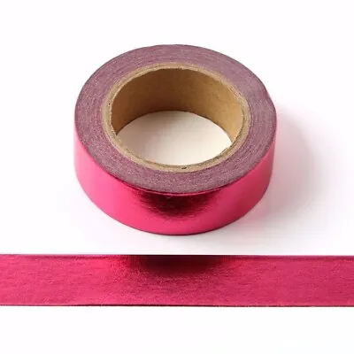 $5.50 • Buy Washi Tape Foil Cerise Pink Plain Solid 10m X 15mm