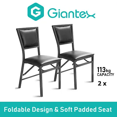 $149.95 • Buy Giantex Set Of 2  Folding Dining Chairs Portable Banquet Furniture Kitchen Cafe