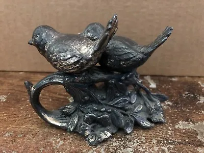 Vintage W.B. MFG. CO Pot Metal Figural BIRDS On Handled Stand Floral Berries • $29.99