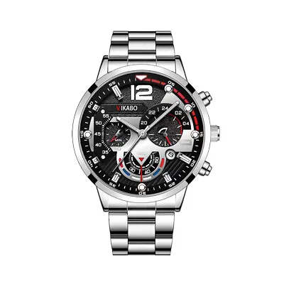 Men Luxury Stainless Steel Watch Casual Quartz Analog Bracelet Wrist Watches NEW • £4.88