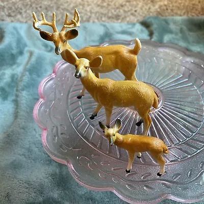 LOT Of 3 Vintage Reindeer Deer Buck Doe & Baby Plastic Hong Kong • $12.55