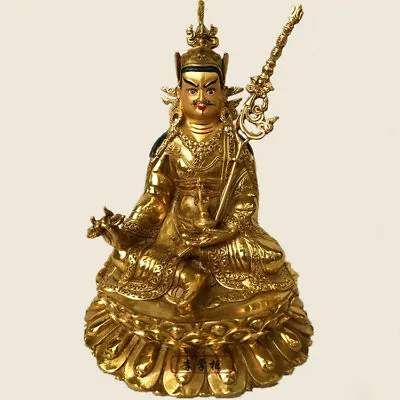 8 /21cm Handpainted Gilt Bronze Nepal Guru Padmasambhava Rinpoche Buddha Statue • $161
