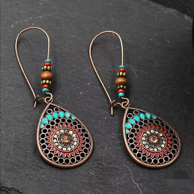 $4.99 • Buy Fashion Vintage Boho Style Enameled Dangle Drop Earrings With Stone For Women