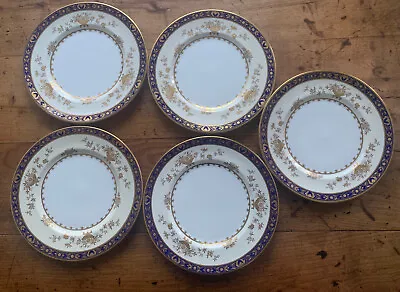 SET OF 5 Minton Cobalt Blue DYNASTY 10.5  Dinner Plates Discontinued 2-TIFFANY • $500