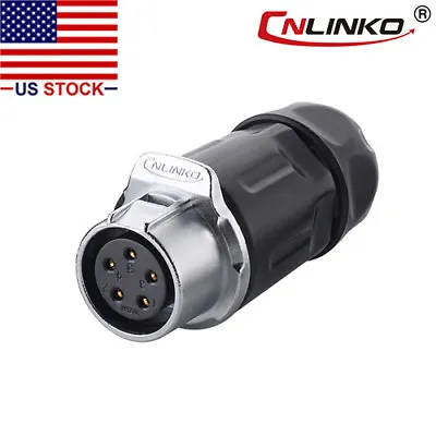 CNLINKO 5 Pin Power Circular Connector Female Dock Waterproof Outdoor IP67 M20 • $16.04