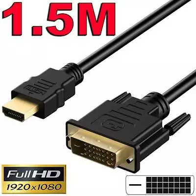 $5.19 • Buy 1.5m Gold HDMI To DVI-D 24+1 Pin Digital Cable Lead HDTV BluRay PS3 Xbox 360 TV