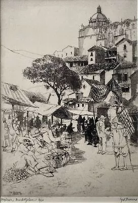 Syd J Browne (New York 1907-1991) Mexican Marketplace Signed 1937 Etching Ed. 50 • $149.95