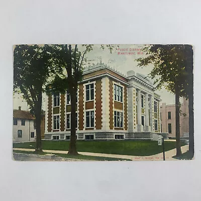 Postcard Wisconsin Manitowoc WI Public Library 1908 Posted Divided Back • $1