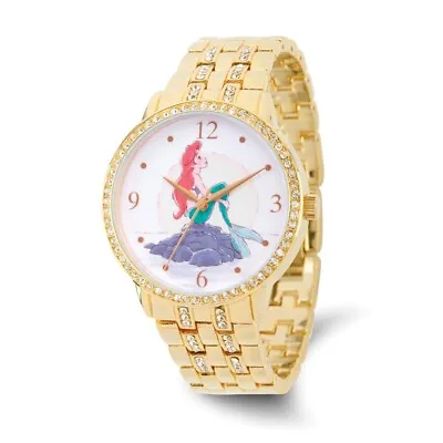 $104 • Buy Disney Adult The Little Mermaid Crystal Bezel Gold-tone Watch