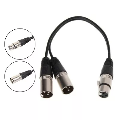 Heavy Duty 3 Pin XLR FEMALE To Dual MALE Plug Y SPLITTER Mic Cable 1 Foot • £8.39