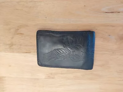 Vintage Fossil Magnetic Leather Card Case Money Clip Black Bifold  • $15