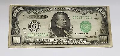 1934 US $1000 Federal Reserve Note F Chicago IL Confirmed As A Genuine Bill • $2725