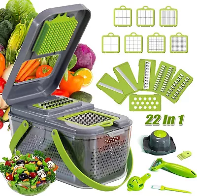 £14.99 • Buy 22 In 1 Vegetable Chopper Salad Fruit Mandolin Slicer Food Dicer Cutter Peeler