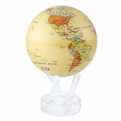 Mova Political Map Yellow Globe 6 Inch Solar Power • $298