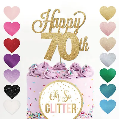 Happy 70th Birthday Cake Topper Seventy Daughter Son Sister Brother Glitter • £4.79