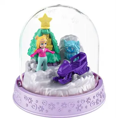 New Mattel Polly Pocket Christmas Snow Globe Snowmobile Ornament Mini Playset • $11.61