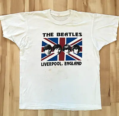 Vintage 80s The Beatles Liverpool England Concert Tour Band Single Stitch Shirt • $31.48