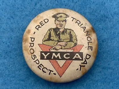 LARGE WW1 Australian PROSPECT RED TRIANGLE YMCA Button Day Badge Pin Back Z87 • $7.99