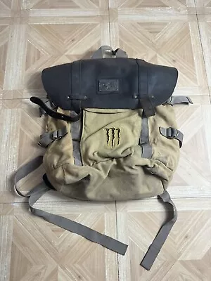 JAVA Monster Heavy Duty Canvas Backpack W/Leather Straps *RARE* • $65