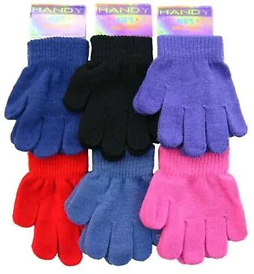 1pce Magic Gloves Kids Boys Girls Children Winter Warm Stretch Black + Colours • £1.99