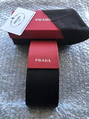 Prada Red & Black Sunglasses/Eyeglasses Hard Case Cleaning Cloth Gift Box • $21.99
