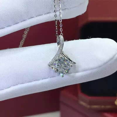 2Ct Round Cut Diamond Solitaire Pendant 14K White Gold Finish 18  Free Chain • $24