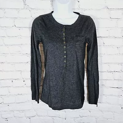J Crew Womens Size S Long Sleeve Top Gray Solid Button Front • $12
