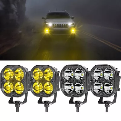 3''80W LED Cube Pods White Yellow Offroad Driving Lights Spot Work Light Bar Fog • $56.98