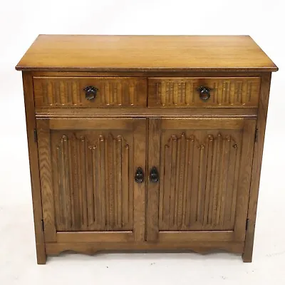 Old Charm Style Oak Sideboard/TV Stand Linenfold Doors 2 Drawer FREE UK Delivery • £237