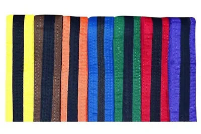 Cimac Colour Karate Belt With Black Stripe Martial Arts Taekwondo 240cm & 280cm • £7.99