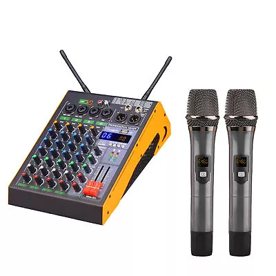 Professional 4-Channel BT Audio Mixer 3-Band EQ With 2 Wireless Microphones U8Z4 • $177.05