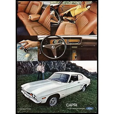 1971 Mercury Capri Coupe Sports Car Vintage Print Ad Blonde Brown Leather Photo • $10.97