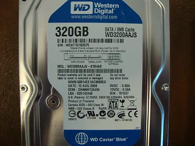 Western Digital WD3200AAJS-61B4A0 DCM:DHNNHT2AHN 320gb Sata 3.5  Hard Drive • £46.86