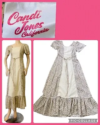 Vintage Candi Jones Prairie Cottagecore Gunne Style Calico Dress  Prom 70s XS-S? • $185