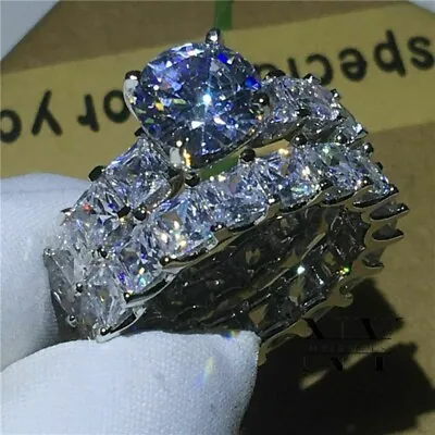 14K White Gold 3 CT Round Cut Moissanite Bridal Set Engagement Ring For Women • $233.16