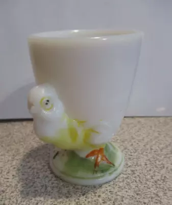 MCM White Milk Glass Chick 2.5  Egg Cup • $4.99