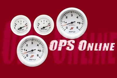 Mercury Outboard Analog Gauge Set White - 6K Tachometer (x2) Temp (x2) • $236.10