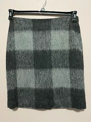 Talbots 6 Women's Gray Plaid Wool Pencil Skirt Lined Fuzzy Textured Office • $13.65