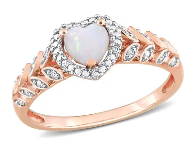 3/10 Carat (ctw) Opal Heart Ring In 10K Rose Pink Gold • $379