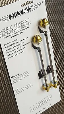 Halo Hex Key Wheel Skewers (Pair) Not QR Mountain Or Road Bike (Gold) NEW! • £12.99