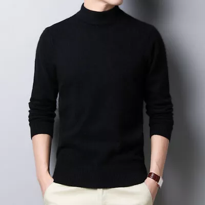 Men Turtleneck Sweater Knitted Bottoming Shirt Slim Pullover Casual Jumper Tops • $21.87