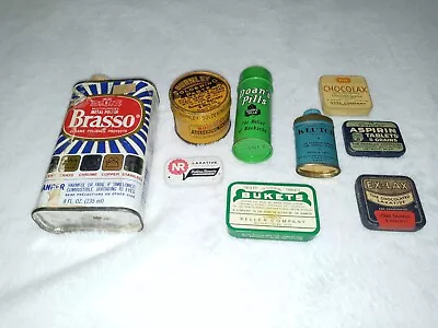 Vintage Household Tins Lot (9) Medicine Ex Lax Dental Brasso  • $9.99