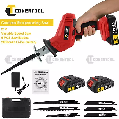 CONENTOOL 21V Reciprocating Saw Cordless Sabre Saw With 2.0Ah 1/2XBattery Red UK • £25.99