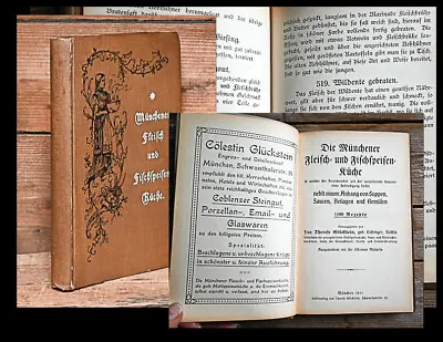 1911 Cookbook Munich Recipes Lucky Stone The Munich Meat And Fish... EA • $192.06
