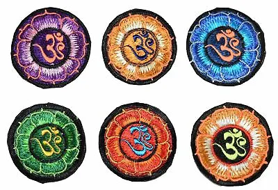 New Lotus Flower Om Sew On Patch - 6cm Hippy Ethnic Craft Crafting Upcycling • £3.30