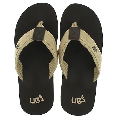£14.95 • Buy Mens Urban Beach Sonoran Brown Textile Toe Post Flip Flops Beach Sandals