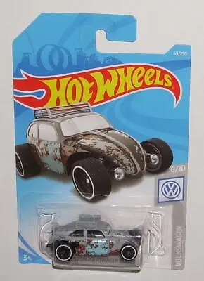 $3.99 • Buy NEW 2019 Hot Wheels Car Custom Volkswagen Beetle 69 Blue Gray MOC HW VW Bug