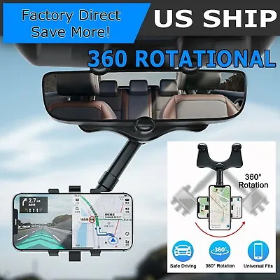 360° Car Phone Holder Rotatable And Retractable Rearview Mirror Mount Universal • $5.95